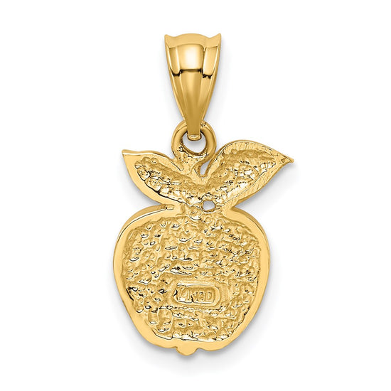 14k Polished Red Enameled Apple Pendant