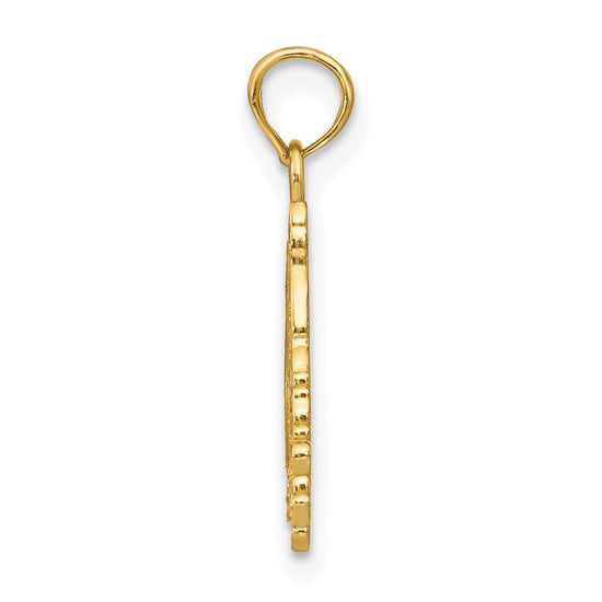14K Textured Flat Santa Face Charm