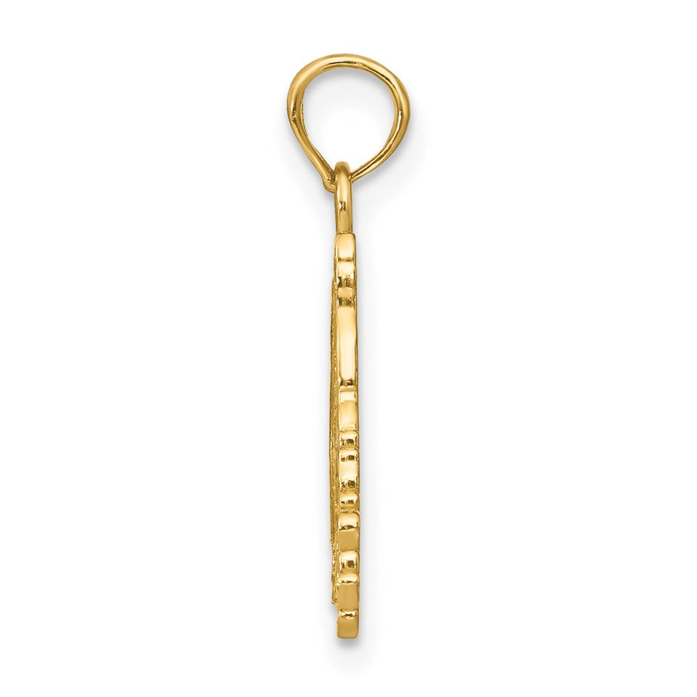 14K Textured Flat Santa Face Charm