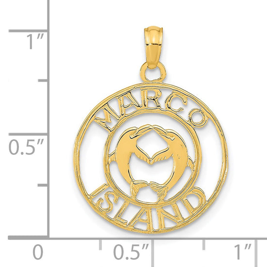 14K MARCO ISLAND with Dolphins Circle Pendant