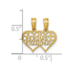 14K Polished 2-Piece Break-Apart BEST FRIENDS Hearts Pendant