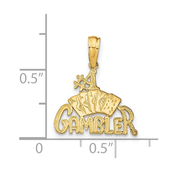 14K #1 GAMBLER with Cards Pendant