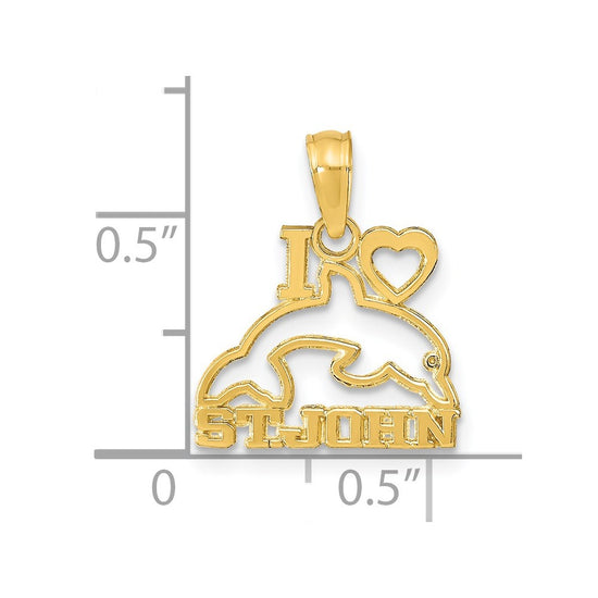 14K I HEART ST. JOHN with Dolphin Pendant