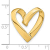 14K Polished Spiral Heart Slide Fits up to 3mm Regular/5mm Fancy or Reversible Omega