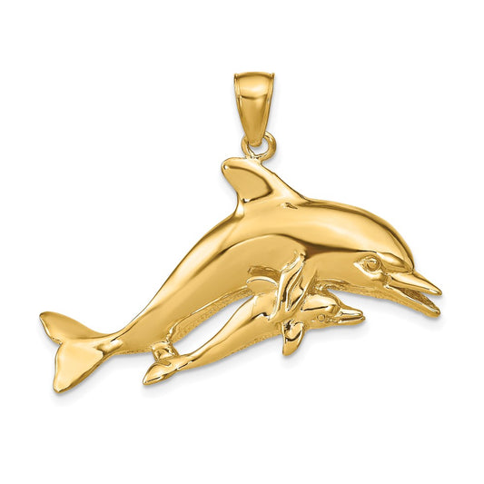 Gold Polished Dolphin Pendants