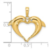 14k and White Rhodium Double Dolphin Heart Pendant