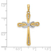 14K with White Rhodium Diamond-cut Cross and Infinity Pendant