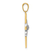 14K and White Rhodium Twist Diamond-cut Cross Pendant