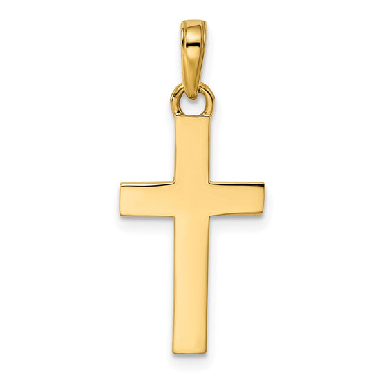 14K and White Rhodium Diamond-cut Cross Pendant