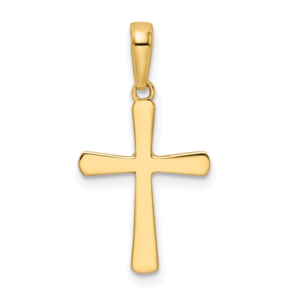 14K and White Rhodium Diamond-cut Cross Pendant