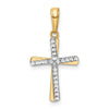 14K and White Rhodium Diamond-cut Cross Pendant