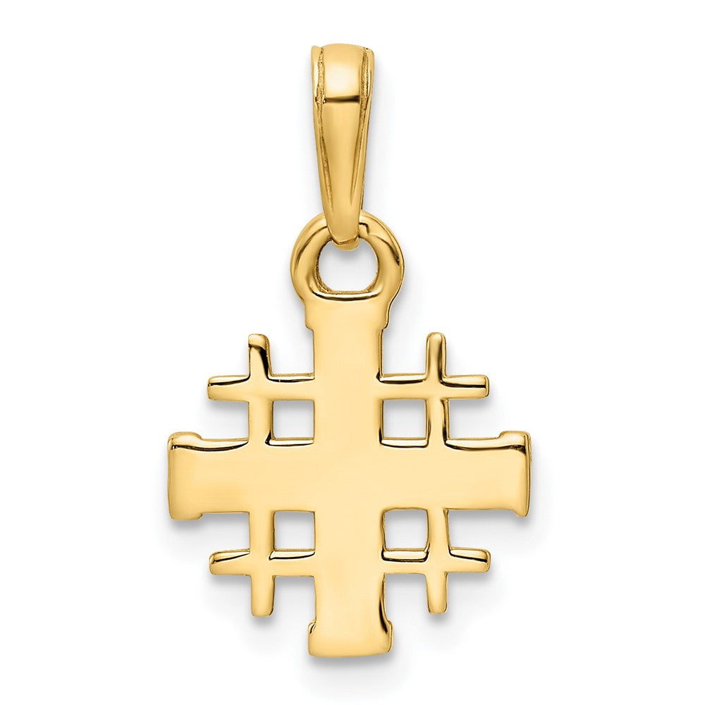 14K and White Rhodium Diamond-cut Jerusalem Cross Pendant