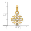 14K and White Rhodium Diamond-cut Jerusalem Cross Pendant