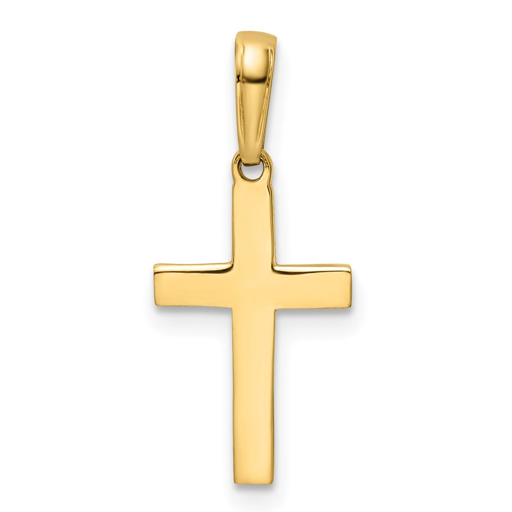 14K and White Rhodium Diamond-cut Cross Pendant
