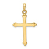 14K and White Rhodium Diamond-cut Budded Cross Pendant