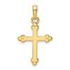 14K and White Rhodium Diamond-cut Budded Cross Pendant
