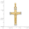 14K and White Rhodium Diamond-cut Crucifix Pendant
