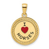14K I HEART HORSES / I HEART RIDING Red Enameled Reversible Pendant