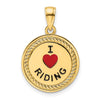 14K I HEART HORSES / I HEART RIDING Red Enameled Reversible Pendant