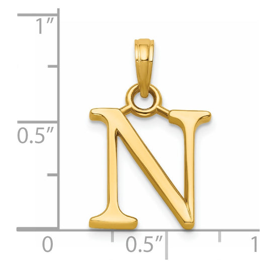 14K Polished Letter N Pendant