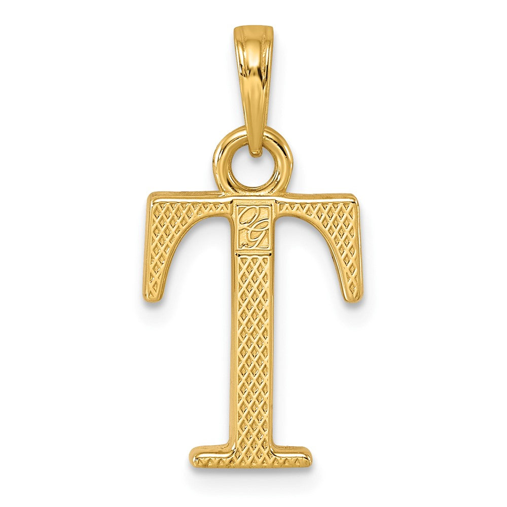 14K Polished Letter T Pendant