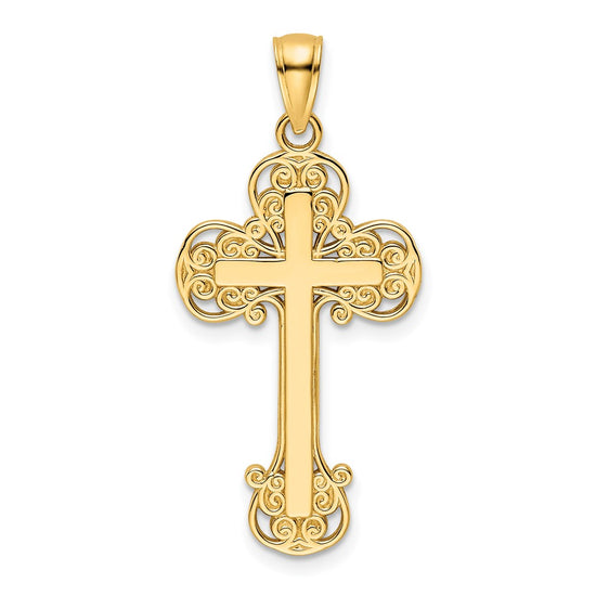 14K Polished Fancy Cross Pendant
