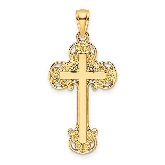 14K Polished Fancy Cross Pendant
