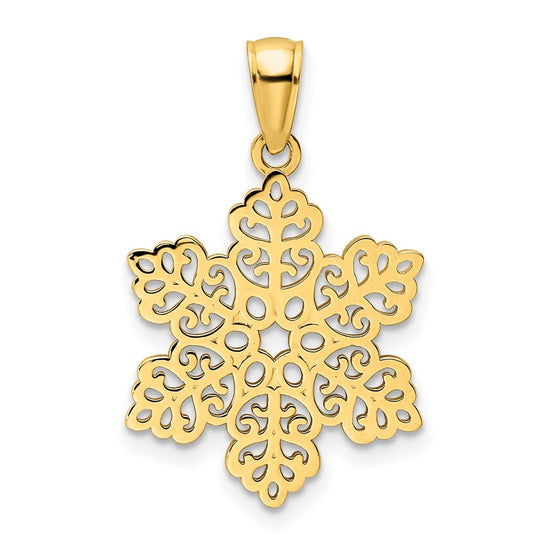 14K Polished Snowflake Pendant