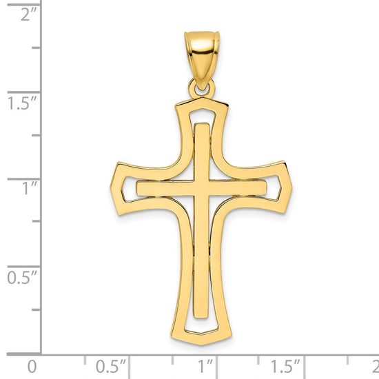 14K Polished Fancy Double Cross Pendant