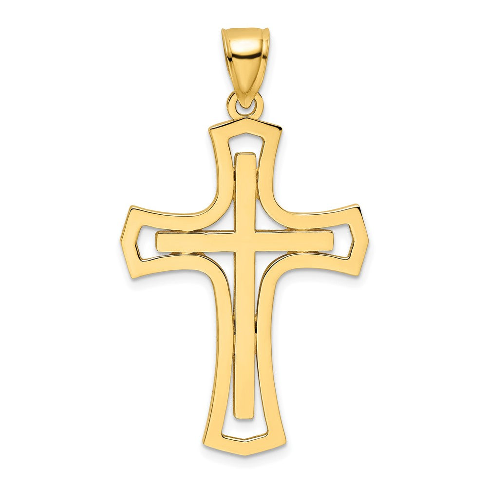 14K Polished Fancy Double Cross Pendant