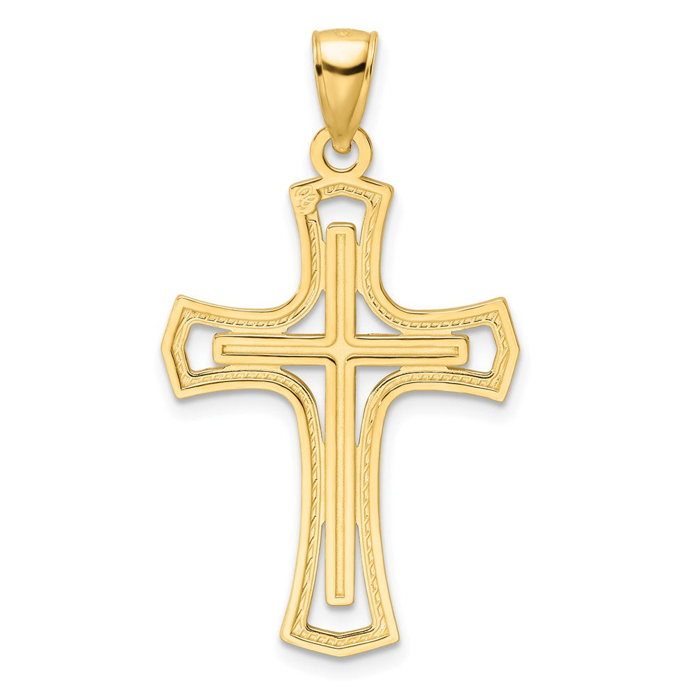 14K Polished Fancy Double Cross Pendant