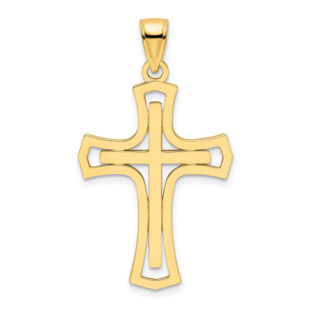 14K Polished Fancy Double Cross Pendant