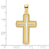 14K Medium Polished Beaded Cut-out Cross Pendant