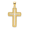 14K Medium Polished Beaded Cut-out Cross Pendant