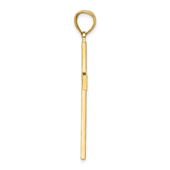 14K Polished Beaded Cross Pendant