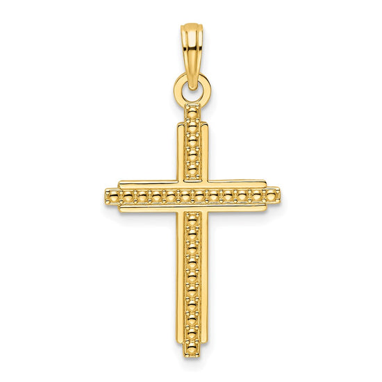 Gold Beaded Latin Cross Pendant