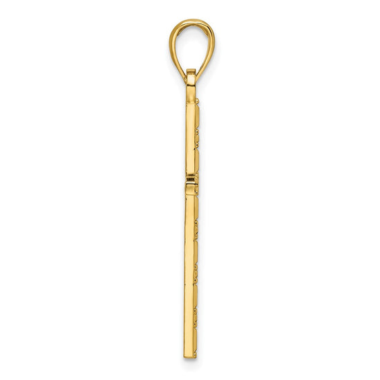 14K Polished Beaded Cross Pendant