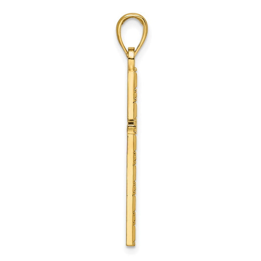 14K Polished Beaded Cross Pendant