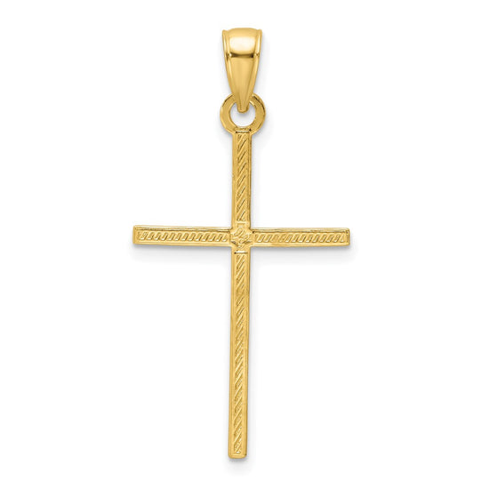 14K Polished Beaded Cross Pendant