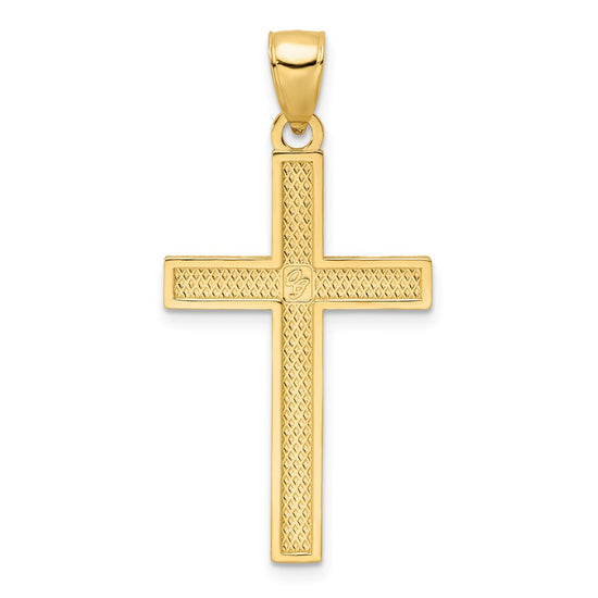 14K Polished Beaded Cross Pendant