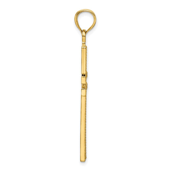 14K Polished Beaded Cross Pendant