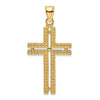 14K Polished Beaded Cross Pendant