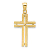 14K Polished Beaded Cross Pendant