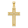 14K Polished Beaded Cross Pendant