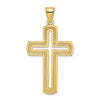 14k Large Polished Beaded Cut-out Cross Pendant