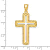14k Large Polished Beaded Cut-out Cross Pendant
