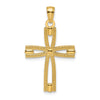 14k Beaded and Polished Cross Pendant
