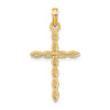14K Polished and Beaded Design Cross Pendant