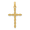 14K Polished and Beaded Design Cross Pendant