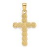 14K Polished Beaded Circles Cross Pendant
